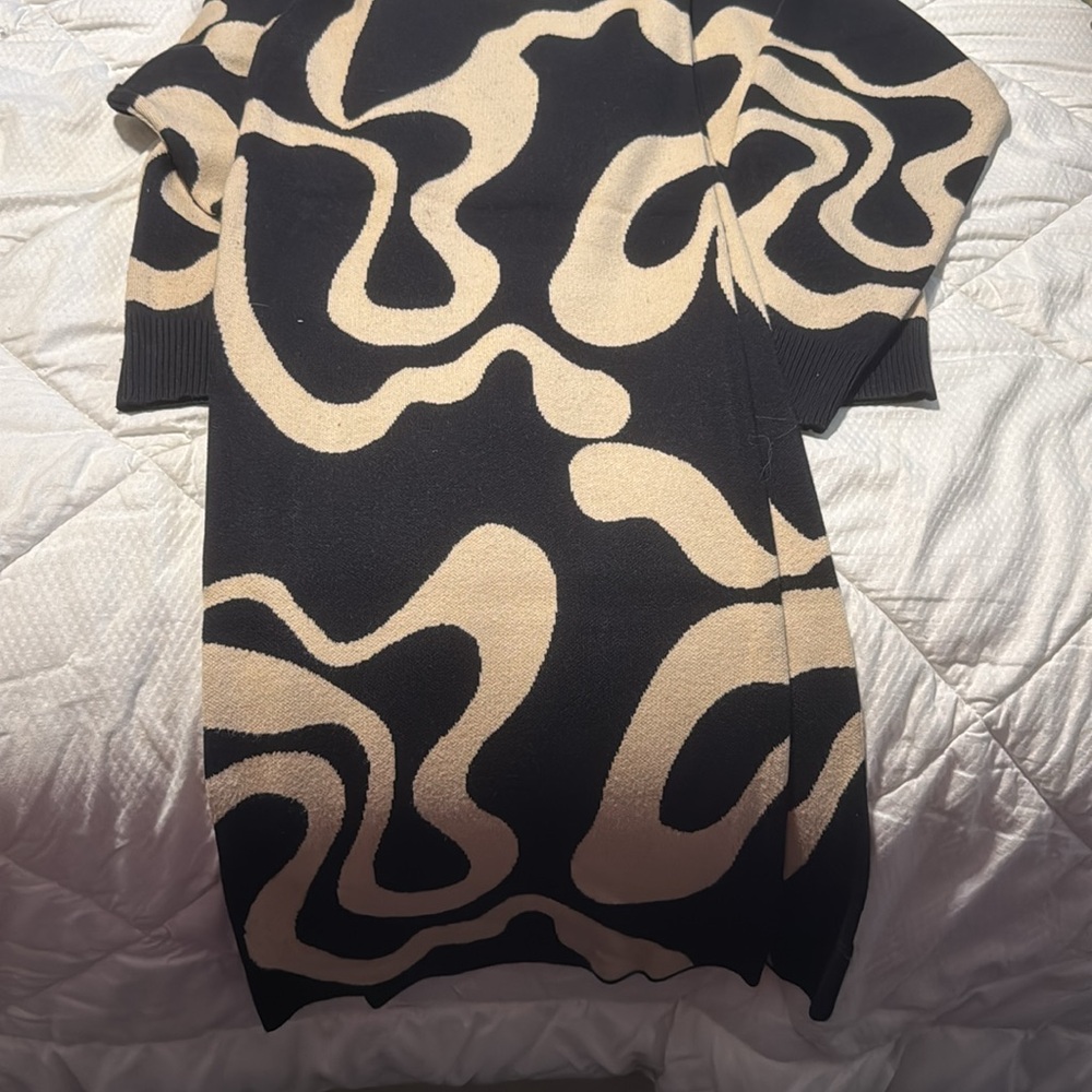 Black and Beige Patterned Sweater Cider brand matching sweater pants top set 1X - Picture 6 of 6